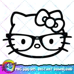 hello kitty black and white nerd glasses short sleeve png download copy