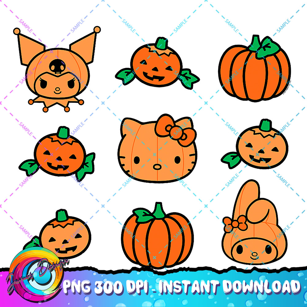 Hello Kitty My Melody Kuromi Pumpkins Halloween PNG Download copy.jpg