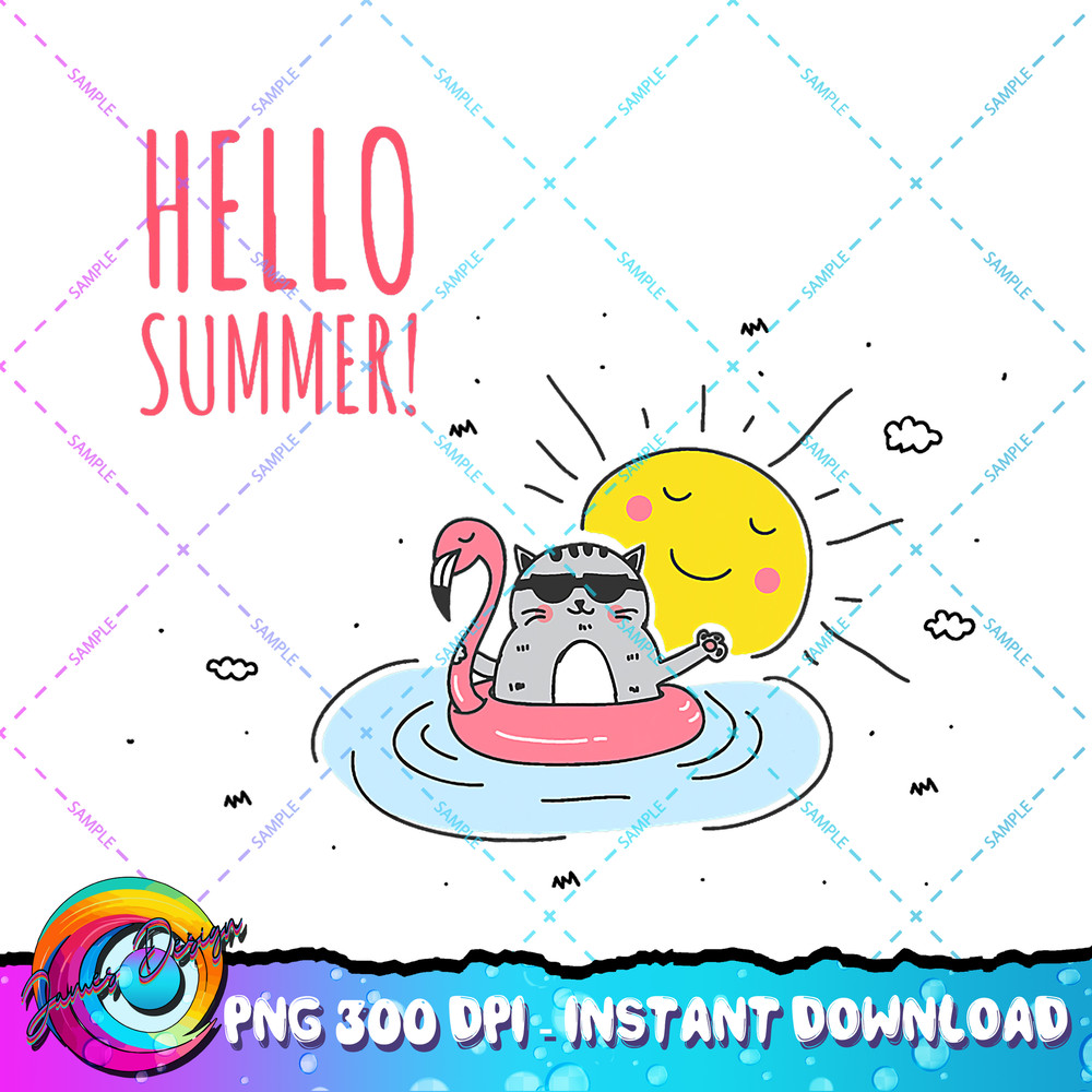 Hello Summer Funny Cat at the Beach PNG Download copy.jpg