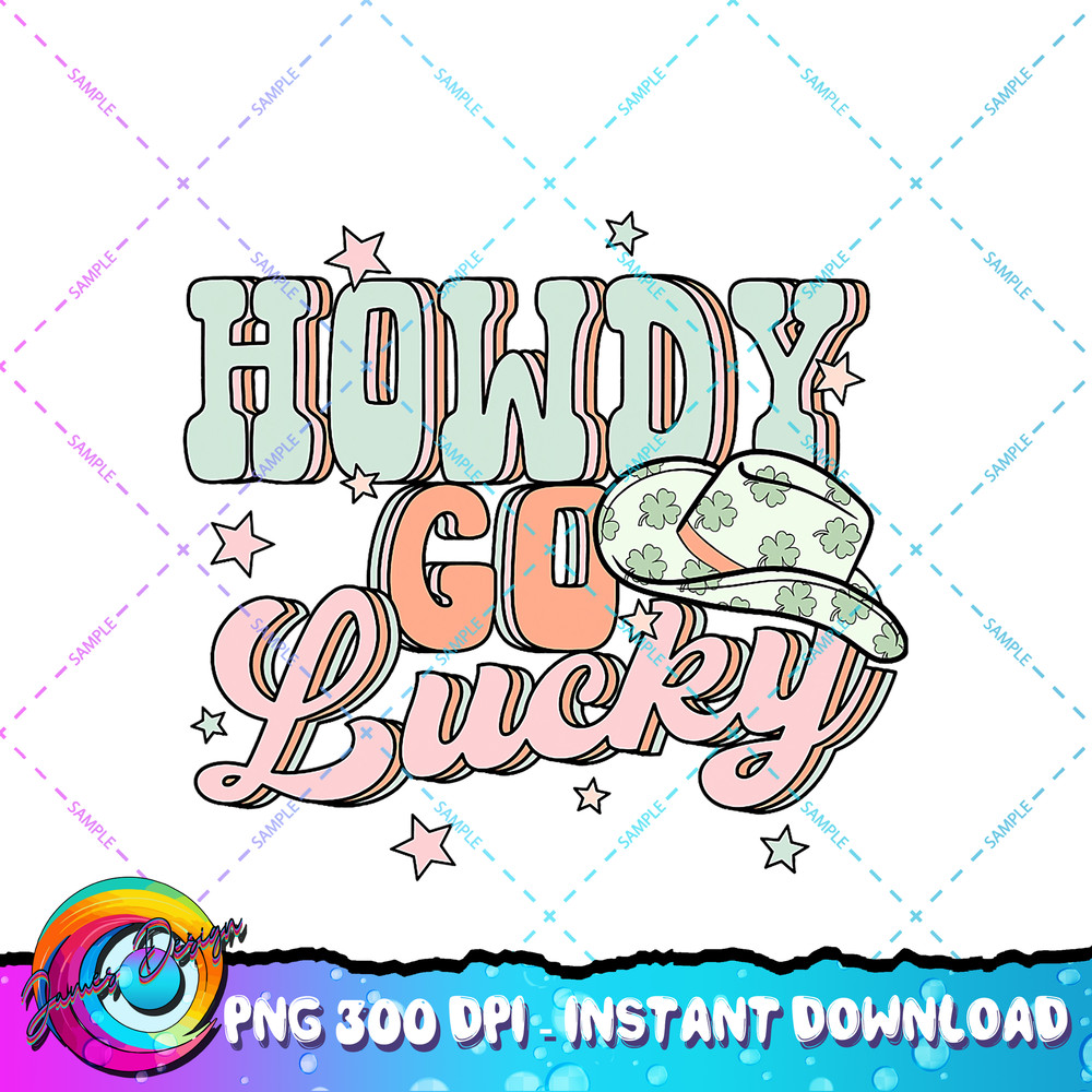 Howdy Go Lucky Cowboy Western Irish Shamrock St Patricks Day PNG Download.jpg