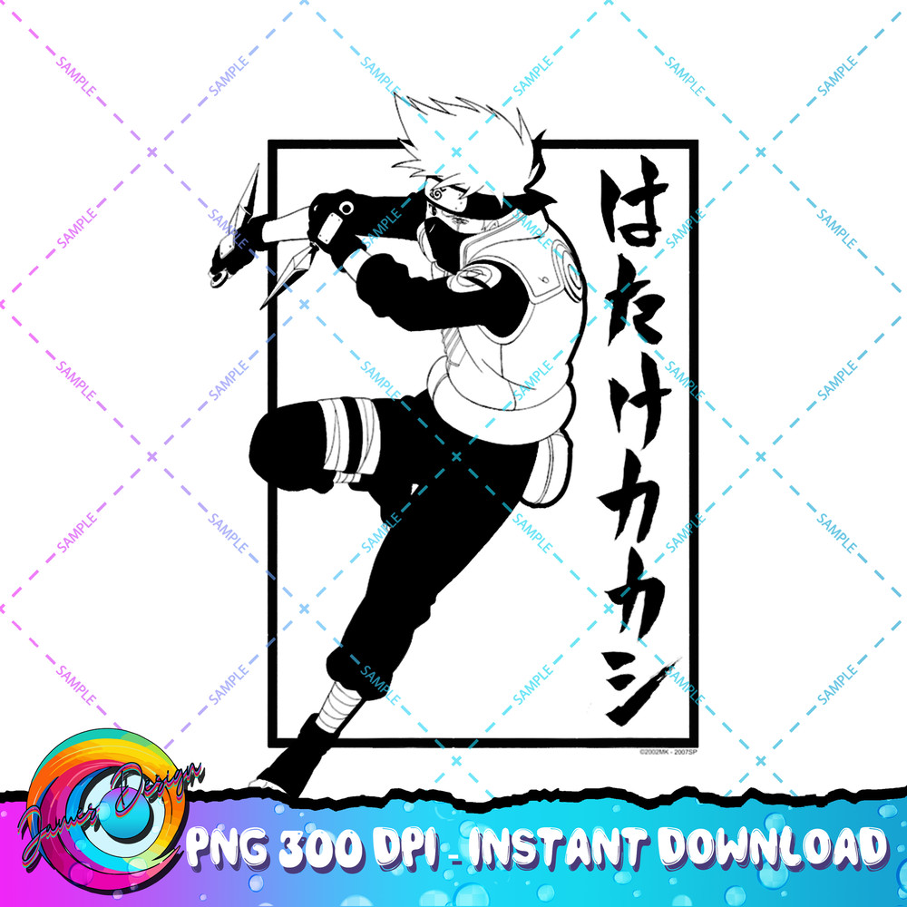 Naruto Shippuden Kakashi with Vertical Kanji PNG Download.jpg