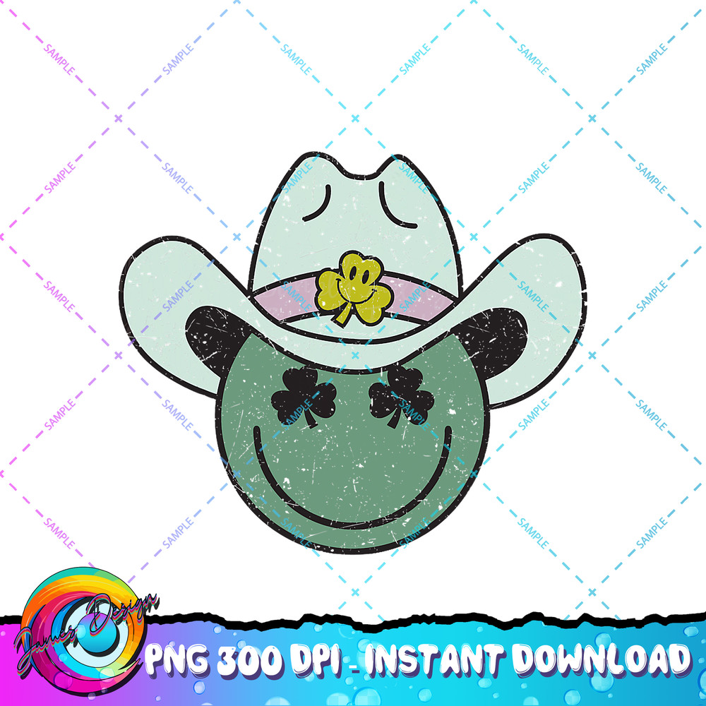 Smile Face Cowboy Western St Patricks Day Irish Shamrock PNG Download.jpg