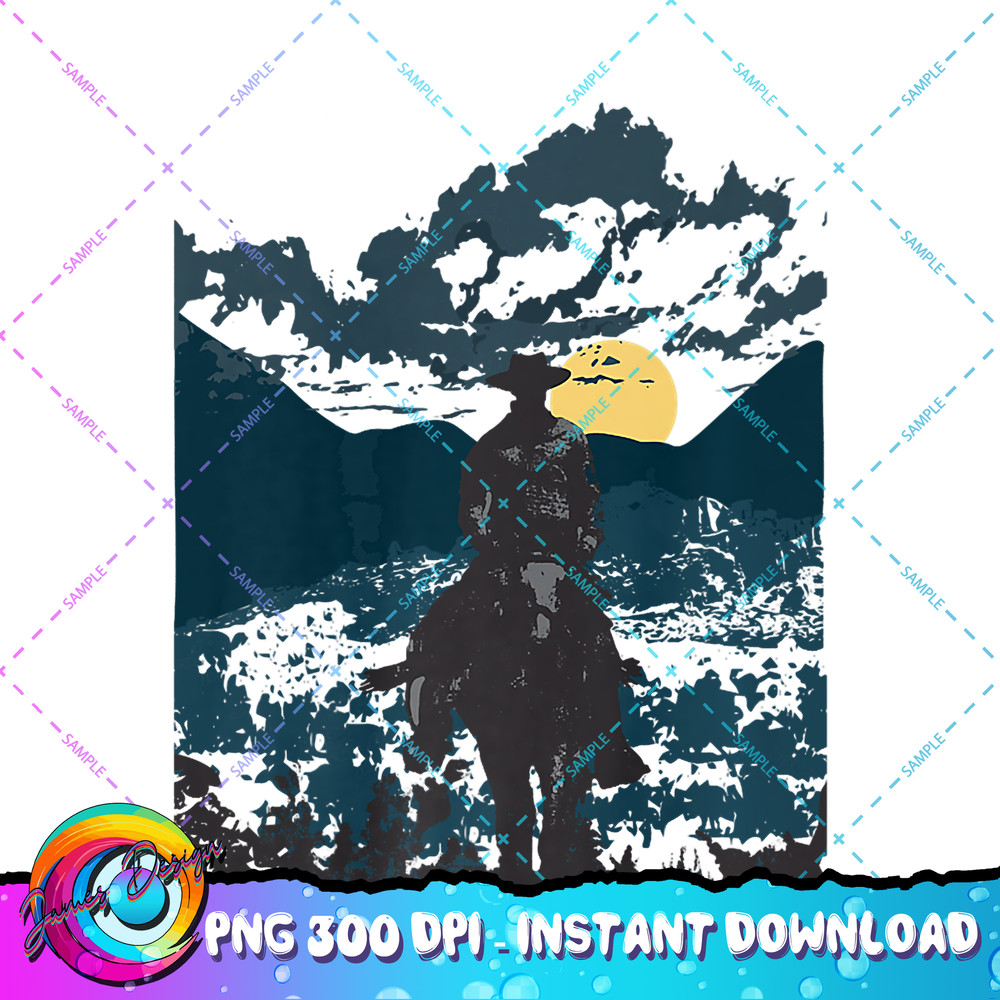 Western Lone Cowboy Shirt Country Rancher Riding Into Sunset Premium PNG Download.jpg