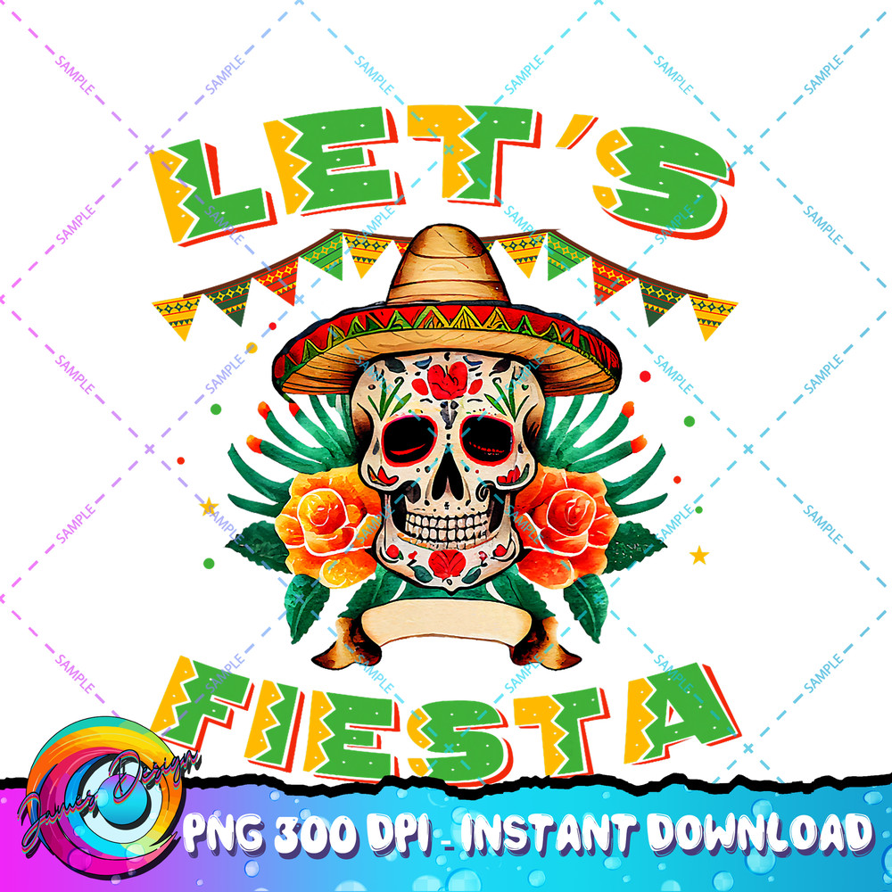 Western Mexica Fiesta Sugar Skull Sombrero Cinco De Mayo PNG Download.jpg