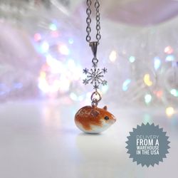 red hamster necklace gift for girl ooak