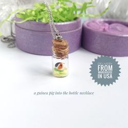 tiny guinea pig in the bottle necklace