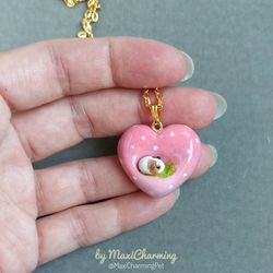 CUSTOM guinea pig in heart necklace handmade jewelry