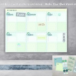 Printable Vision Board with motivation stickers 2024