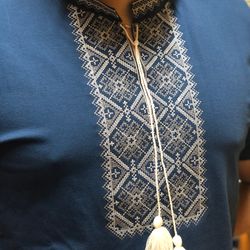 Ukrainian embroidery tshirt blue Vyshyvanka for men Traditional embroidered t-shirt Ukrainian shirt sorochka Ukraine
