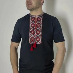 ukrainian embroidery tshirt vyshyvanka men traditional embroidered knitted fabric t-shirt ukrainian shirt sorochka