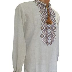 natural linen men's long short sleeve embroidered shirt festive ukrainian gift vyshyvanka tshirt shirt sorochka