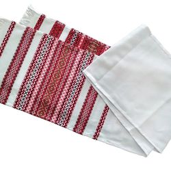 ukrainian wedding woven rushnyk with a red-black ornament embroidered cotton towel slavic stitch embroidery ukraine a1