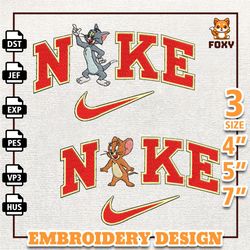 nike tom and jerry embroidery design, cat and mouse couple nike embroidery design, movie nike embroidery file