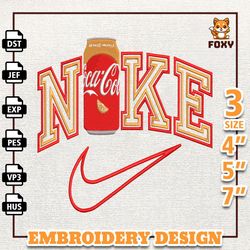 nike coca cola embroidery design, nike drink embroidery design, soft drink nike embroidery file, soft drink shirt design