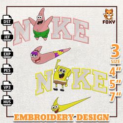 nike spongebob and patrick couple embroidery design, couple nike embroidery design, cartoon movie nike embroidery file