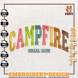 campfire social club embroidery design, camping summer embroidery design, camping shirt design, instant download