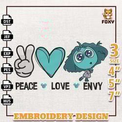 inside out 2 embroidery design, peace love envy embroidery design, today i feel all the feels inside out 2 embroidery de