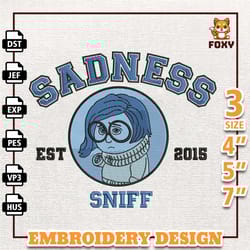 inside out 2 embroidery design, sadness embroidery design, today i feel all the feels inside out 2 embroidery design, in