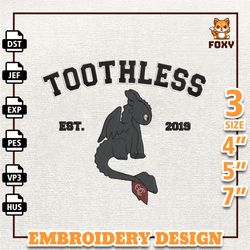 embroidery night furry design, how to train your dragon toothless embroidery design, cartoon embroidery design, instant