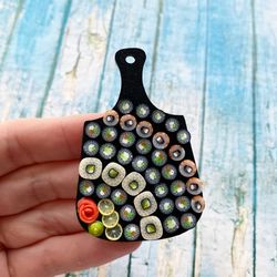 Magnet Miniature Sushi Board DollHouse Decor Fridge Souvenir