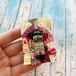 Magnet Miniature Charcuterie Valentine's Day Board with Wine