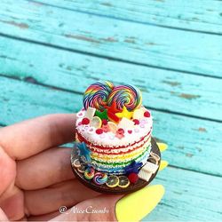 Miniature Rainbow cake DollHouse Furniture