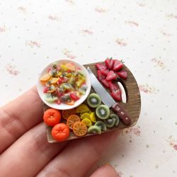 Magnet Miniature Fruits Salad Board DollHouse Furniture