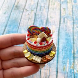 Miniature Rainbow Cake Dollhouse Sweet Candy