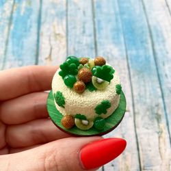 Miniature Realistic Cake on St Patrick Day Dollhouse Furniture