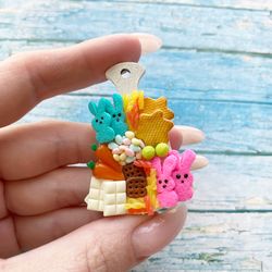 Miniature food Easter Dessert Board with Polymer Clay