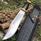 Crocodile Deep Black Handle Full Tang 440C Steel Mirror Polish HRc 58 With Black Leather Sheath 0