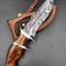 CUSTOM HANDMADE DAMASCUS STEEL HUNTING BOWIE KNIFE LEATHER SHEATH 0