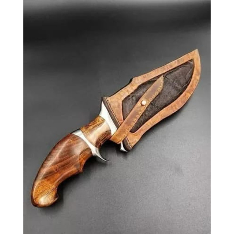 CUSTOM HANDMADE DAMASCUS STEEL HUNTING BOWIE KNIFE LEATHER SHEATH 2