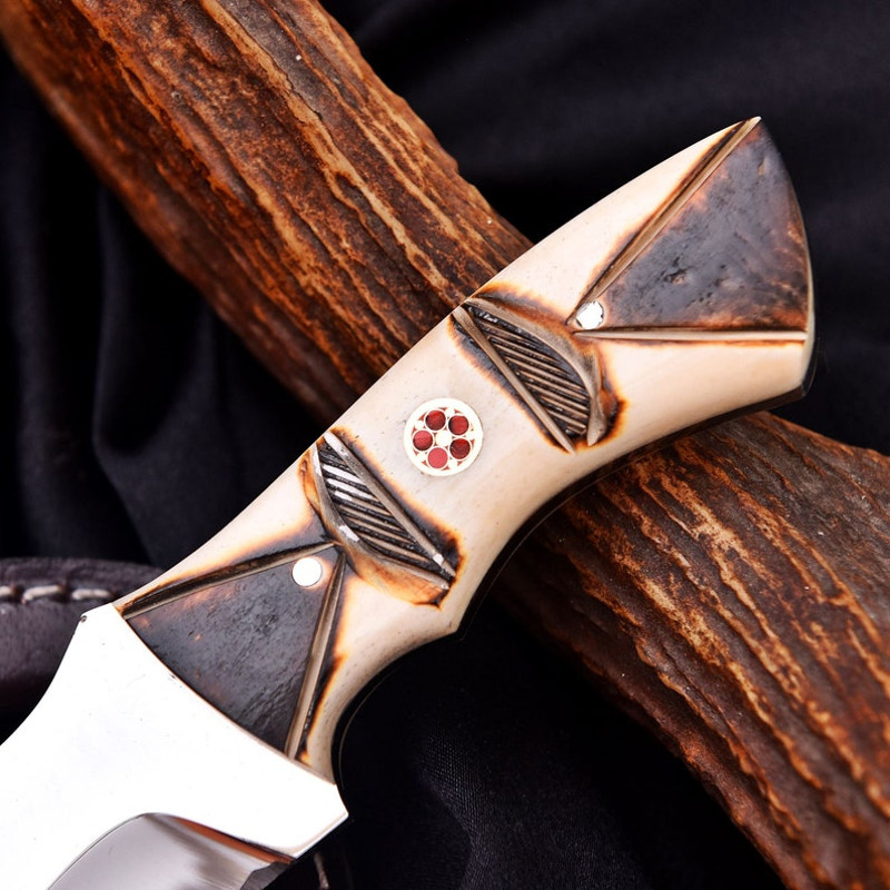 Custom Handmade J2 Steel Hunting Knife Bone Handle Camping Knife Survival Tool Hunting Knife Fathers Day Gift Gif 6