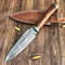 Custom Handmade Damascus Steel Hunting Dagger With Leather 1