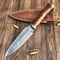 Custom Handmade Damascus Steel Hunting Dagger With Leather 1