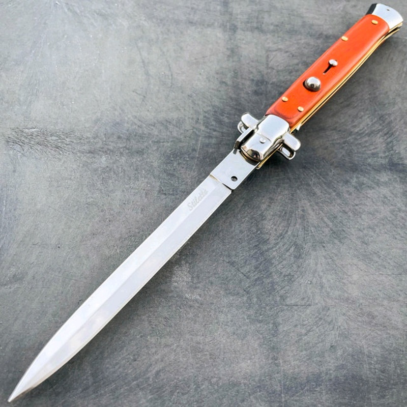 Italian Style Stiletto Swinguard Automatic Knife Stag Horn 4