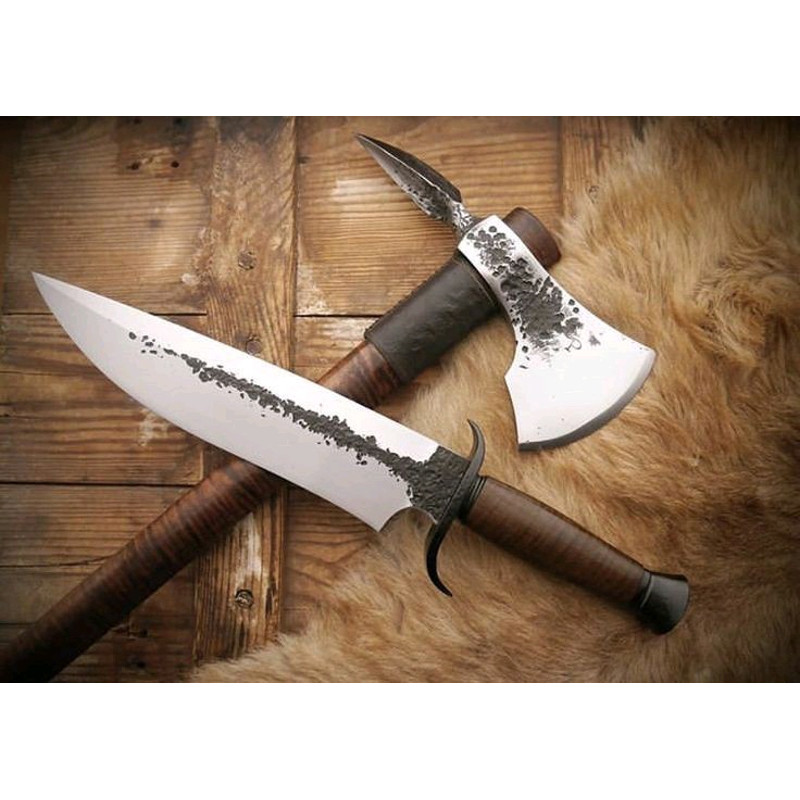 Hand Forged Viking Axe And Knife 0