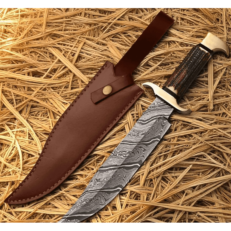 Buy Copper Damascus Hunting Bowie Knife