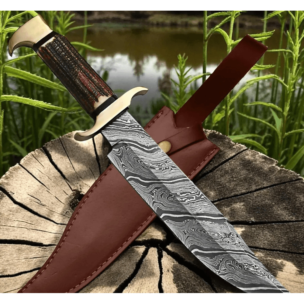 Buy Copper Damascus Hunting Bowie Knife