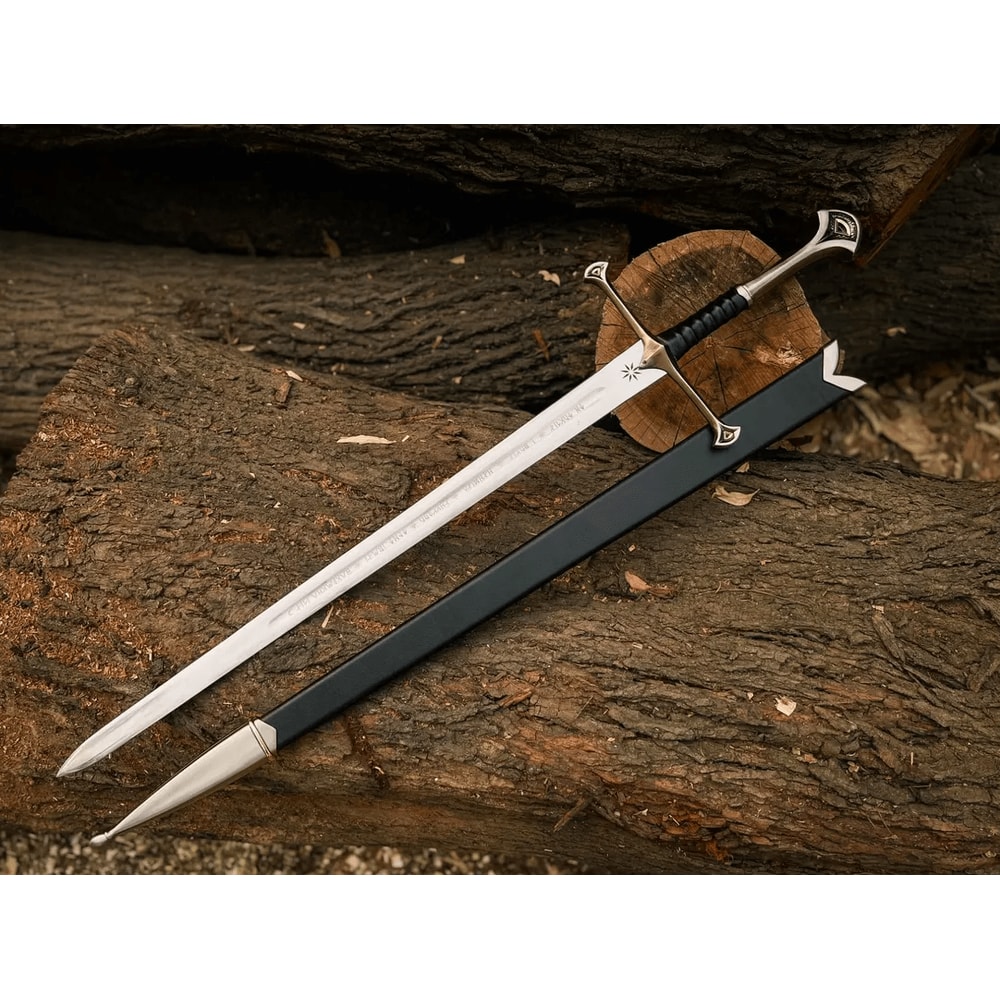 Runed Kings Long Sword Replica Anduril Sword AndurilStyle Fantasy Sword With Scabbard 0