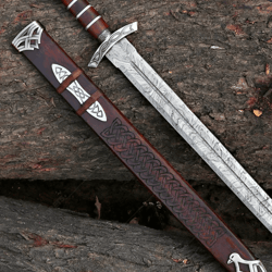 viking norse longsword | damascus steel blade | norse collector display sword | gift for him