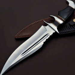 premium bowie hunting knife | buffalo horn handle & 1095 steel blade