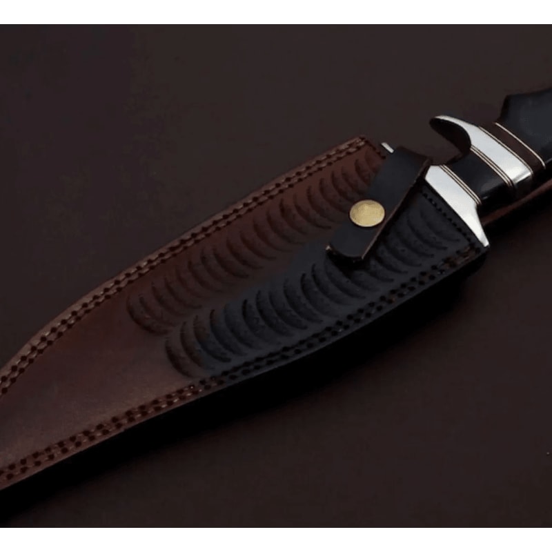 Premium Bowie Hunting Knife Buffalo Horn Handle 1095 Steel Blade 2