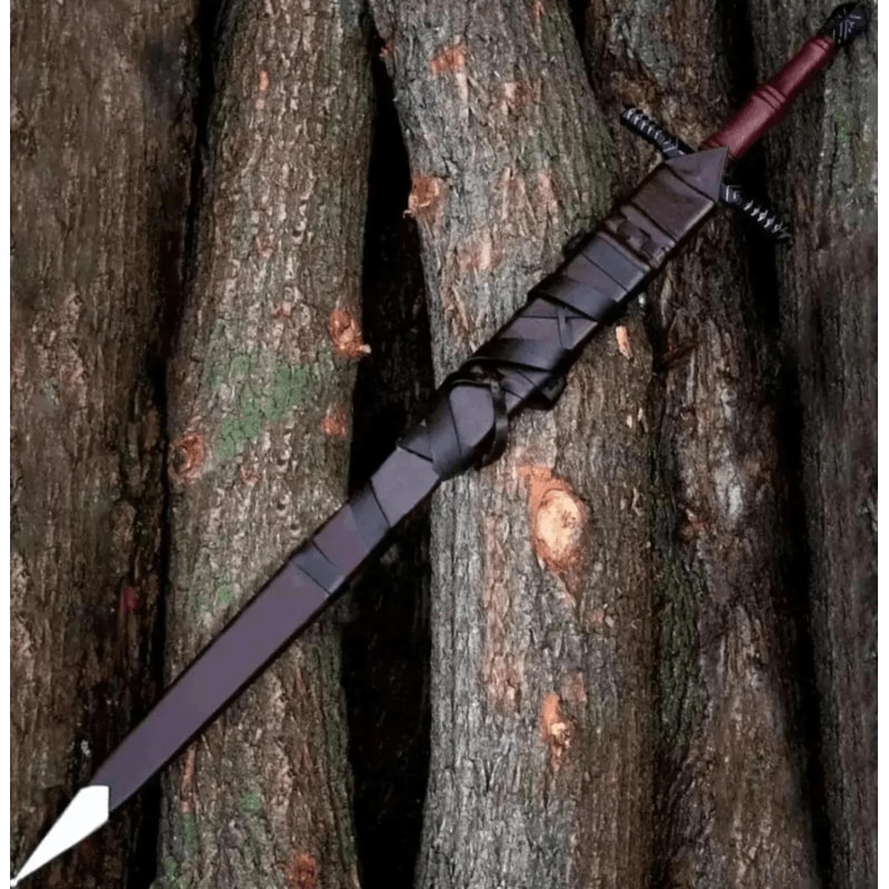 Handcrafted Carbon Steel Viking Greatsword Norse Display Sword With Leather Scabbard 1