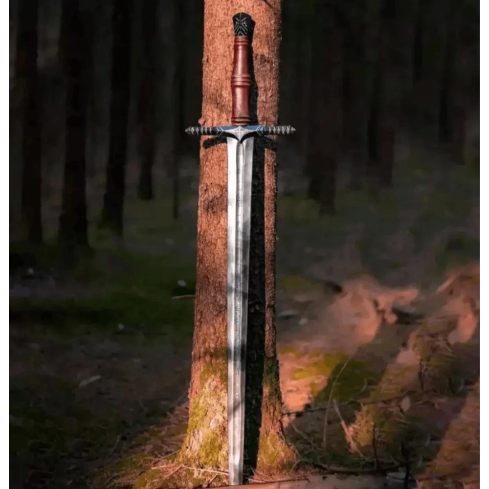 Handcrafted Carbon Steel Viking Greatsword Norse Display Sword With Leather Scabbard 2