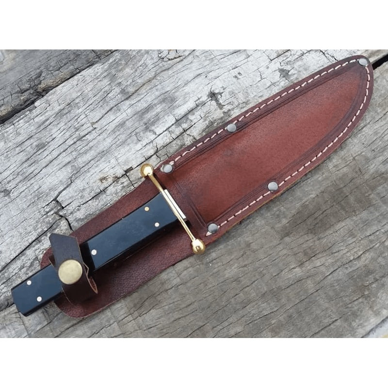 Handmade D2 Steel Bowie Knife Buffalo Horn Handle Leather Sheath Hunter Gift Husband GIFT 1