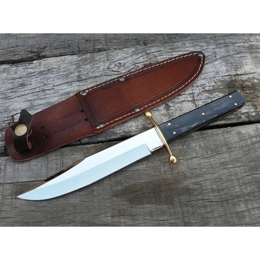 Handmade D2 Steel Bowie Knife Buffalo Horn Handle Leather Sheath Hunter Gift Husband GIFT 2