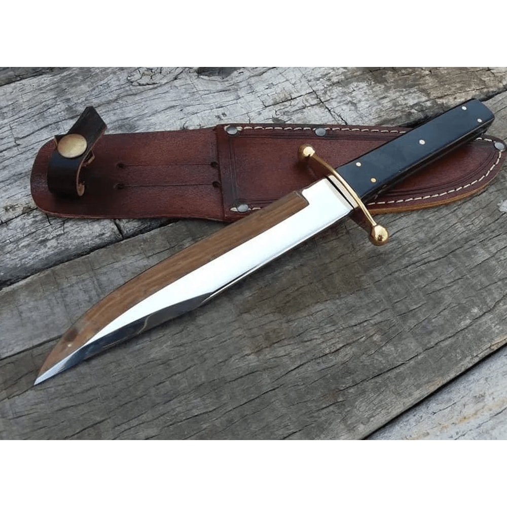 Handmade D2 Steel Bowie Knife Buffalo Horn Handle Leather Sheath Hunter Gift Husband GIFT 3