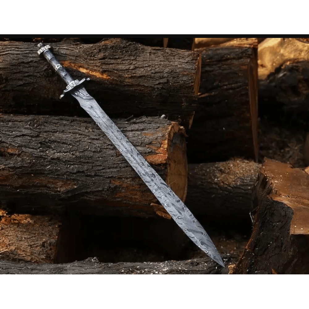 HandForged Damascus Steel Sword Custom Handmade Viking Style Full Tang Blade Collectible Damascus 0
